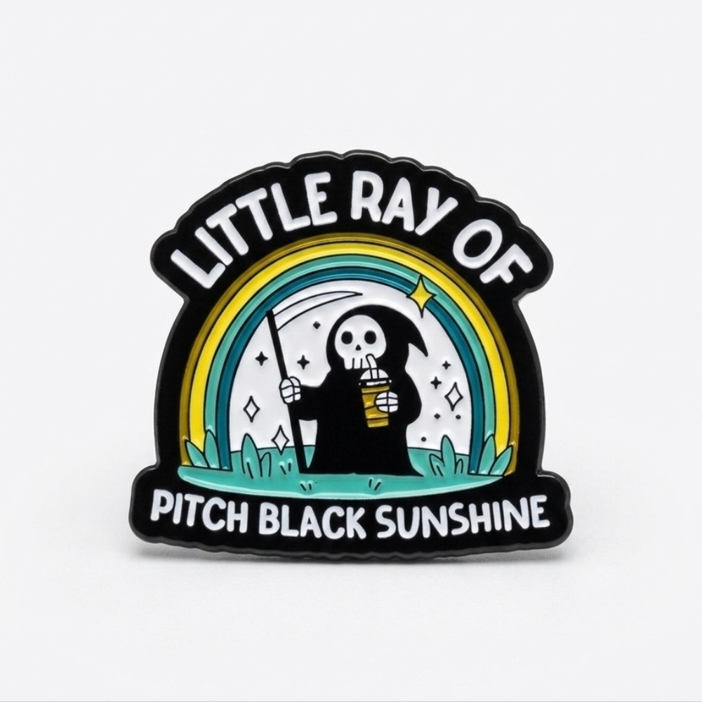 NWT Little Ray Of Pitch Black Sunshine Enamel Pin